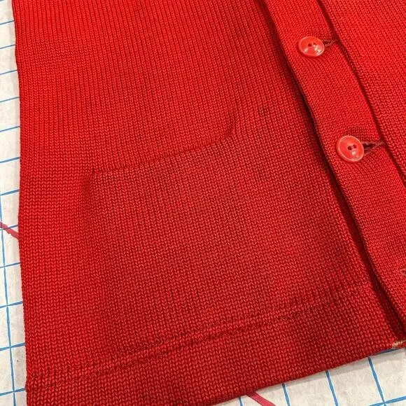 Vintage Imperial Cardigan Mens Size 38 1940s 1950s Made in USA Distressed Red - Picture 5 of 15